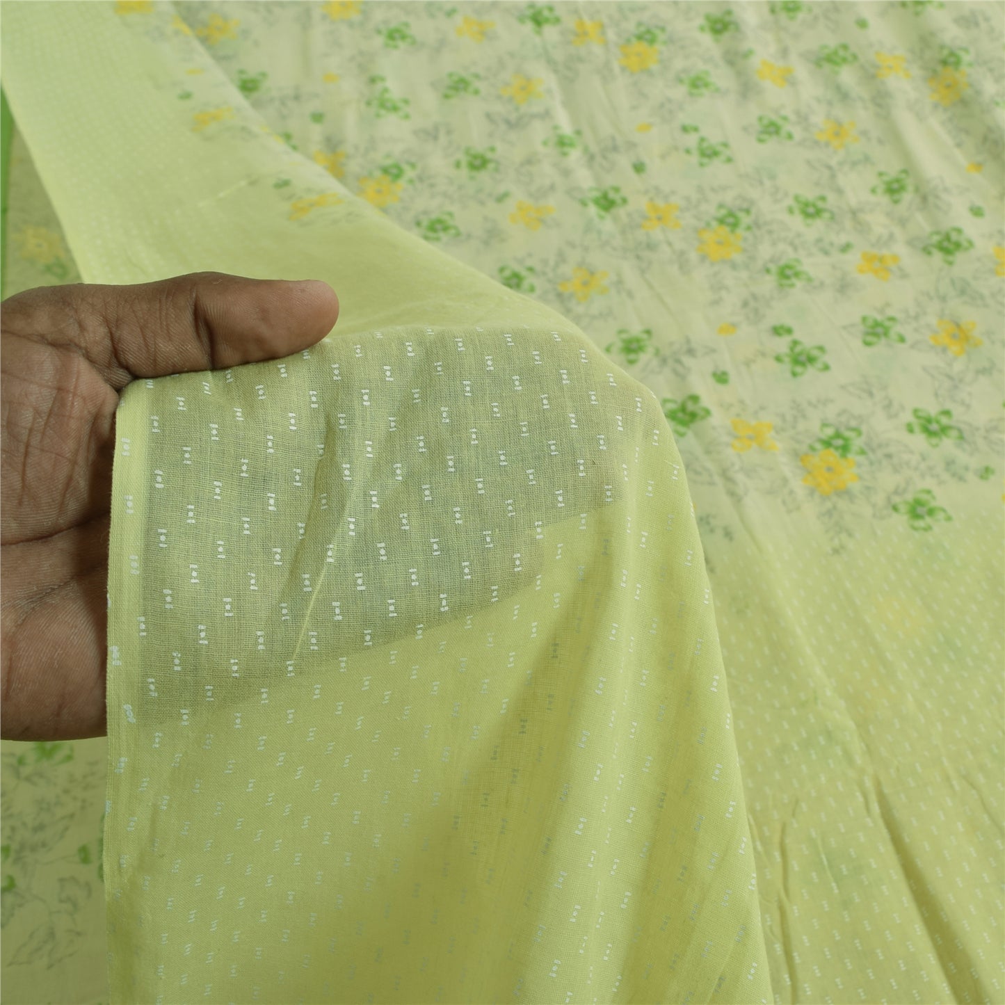 Санскритские винтажные сари пастельно-зеленого цвета из чистого хлопка с принтом, 5+ ярдов, ткань для рукоделия из экологически чистой ткани