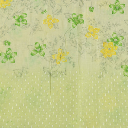 Санскритские винтажные сари пастельно-зеленого цвета из чистого хлопка с принтом, 5+ ярдов, ткань для рукоделия из экологически чистой ткани