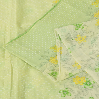 Санскритские винтажные сари пастельно-зеленого цвета из чистого хлопка с принтом, 5+ ярдов, ткань для рукоделия из экологически чистой ткани