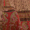 Sanskriti Vintage Sarees Ivory/Red Pure Cotton Printed Sari 5+yd Craft Sustainable Fabric