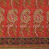 Sanskriti Vintage Sarees Ivory/Red Pure Cotton Printed Sari 5+yd Craft Sustainable Fabric