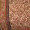 Sanskriti Vintage Sarees Ivory/Red Pure Cotton Printed Sari 5+yd Craft Sustainable Fabric