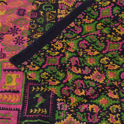 Sanskriti Vintage Sarees Indian Multi Pure Cotton Printed Sari 5+yd Craft Sustainable Fabric