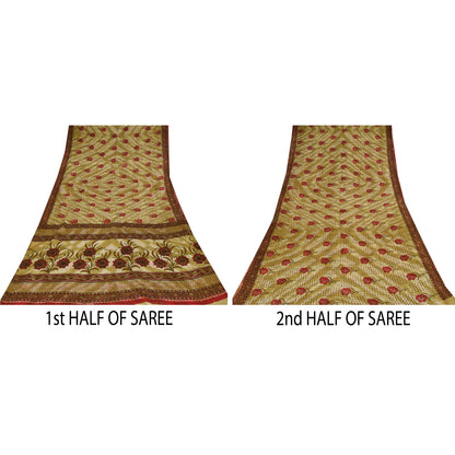 Санскритские винтажные сари индийское зеленое чистое хлопковое сари с принтом 5+ ярдов ткань для рукоделия из экологически чистой ткани