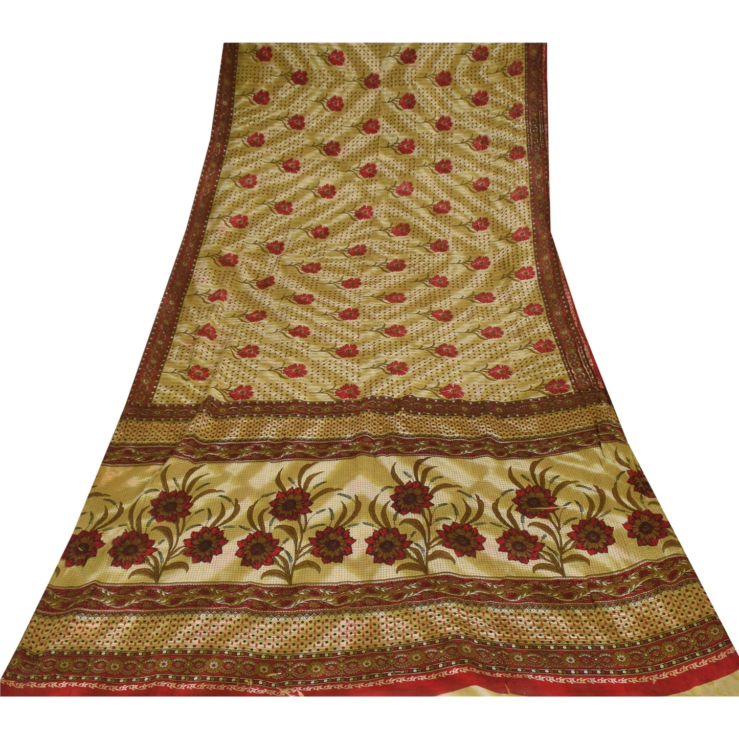 Санскритские винтажные сари индийское зеленое чистое хлопковое сари с принтом 5+ ярдов ткань для рукоделия из экологически чистой ткани