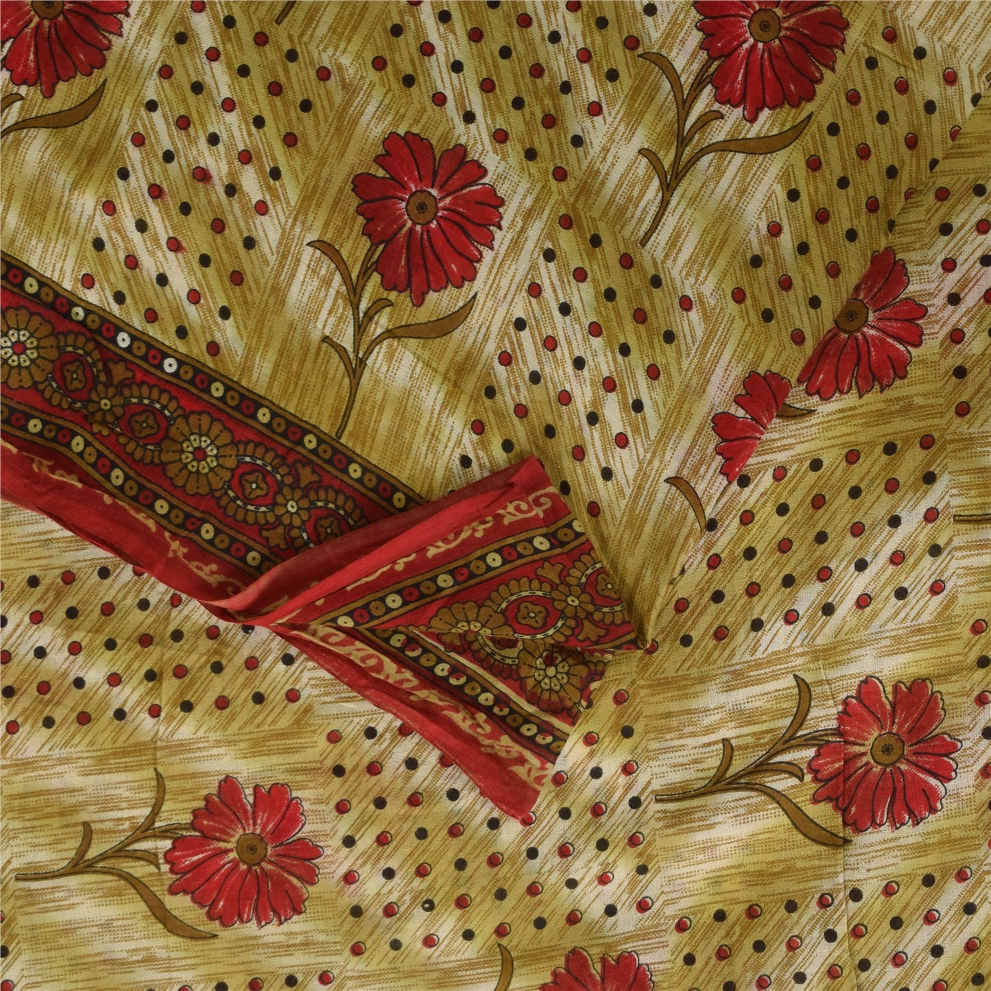 Санскритские винтажные сари индийское зеленое чистое хлопковое сари с принтом 5+ ярдов ткань для рукоделия из экологически чистой ткани