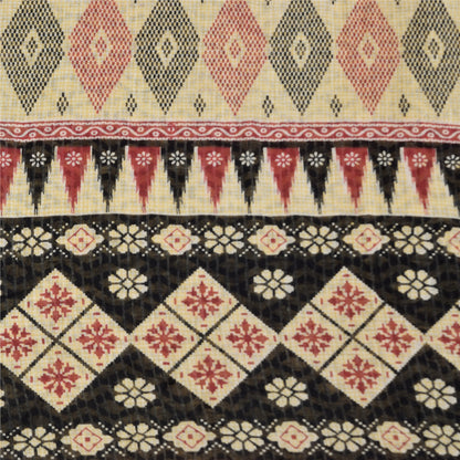 Санскритские винтажные сари индийское кремовое чистое хлопковое сари с принтом 5+ ярдов ткань для рукоделия из экологически чистой ткани