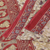 Sanskriti Vintage Sarees Ivory Kalamkari PrintPure Cotton Sari 5+yd Craft Sustainable Fabric
