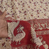 Sanskriti Vintage Sarees Ivory Kalamkari PrintPure Cotton Sari 5+yd Craft Sustainable Fabric