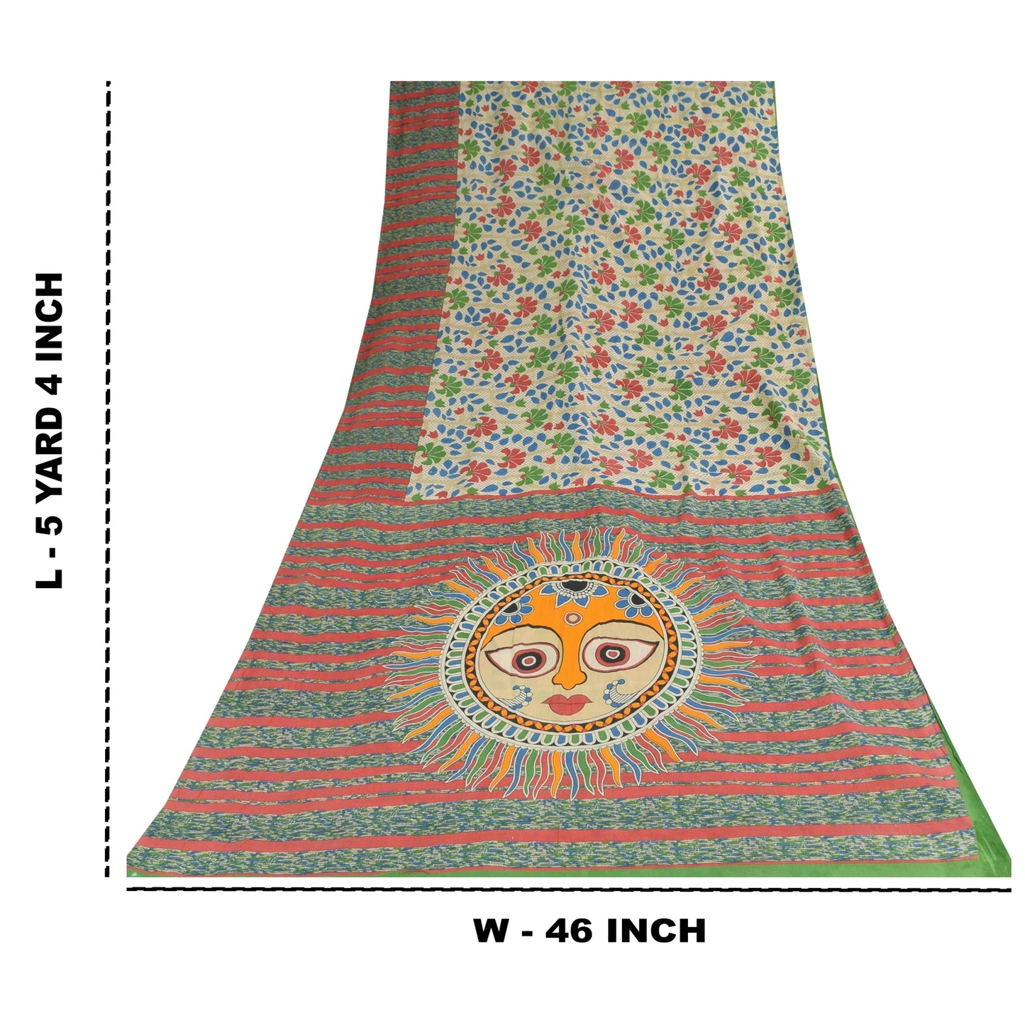 Санскритские винтажные сари индийское сари цвета слоновой кости из чистого хлопка с принтом 5+ ярдов ремесленная устойчивая ткань