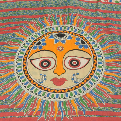 Санскритские винтажные сари индийское сари цвета слоновой кости из чистого хлопка с принтом 5+ ярдов ремесленная устойчивая ткань