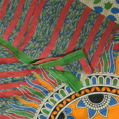 Санскритские винтажные сари индийское сари цвета слоновой кости из чистого хлопка с принтом 5+ ярдов ремесленная устойчивая ткань