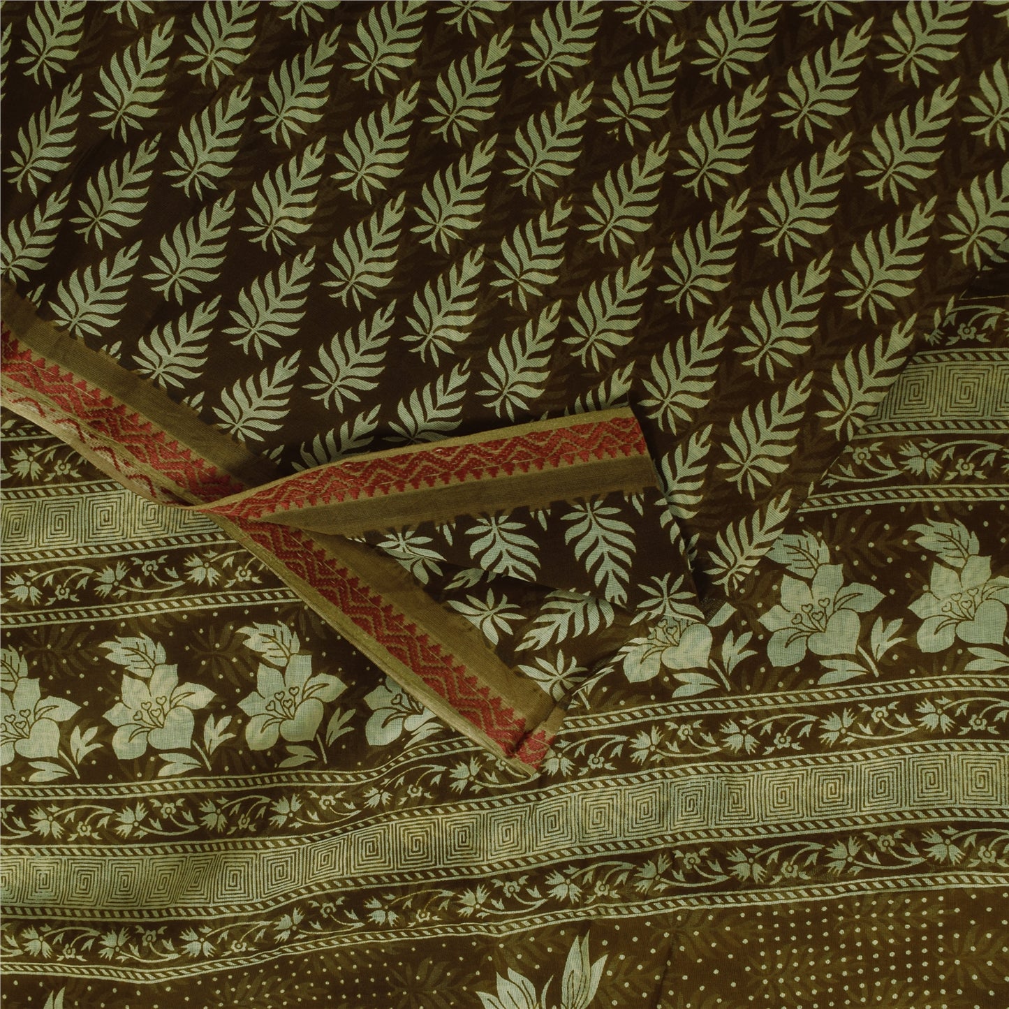 Sanskriti Vintage Sarier Indisk Grøn Ren Bomuld Trykt Sari 5+ yard Håndværk Bæredygtigt Stoff