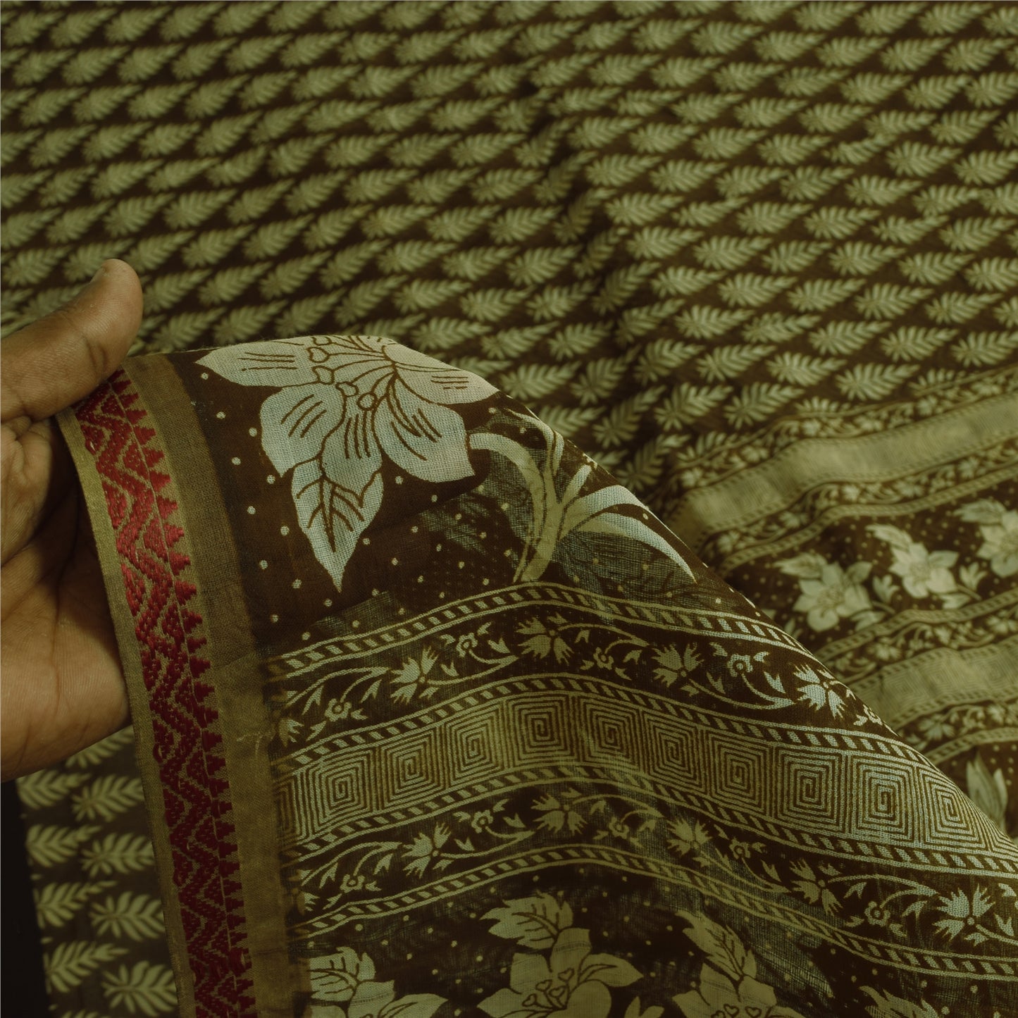 Sanskriti Vintage Sarier Indisk Grøn Ren Bomuld Trykt Sari 5+ yard Håndværk Bæredygtigt Stoff