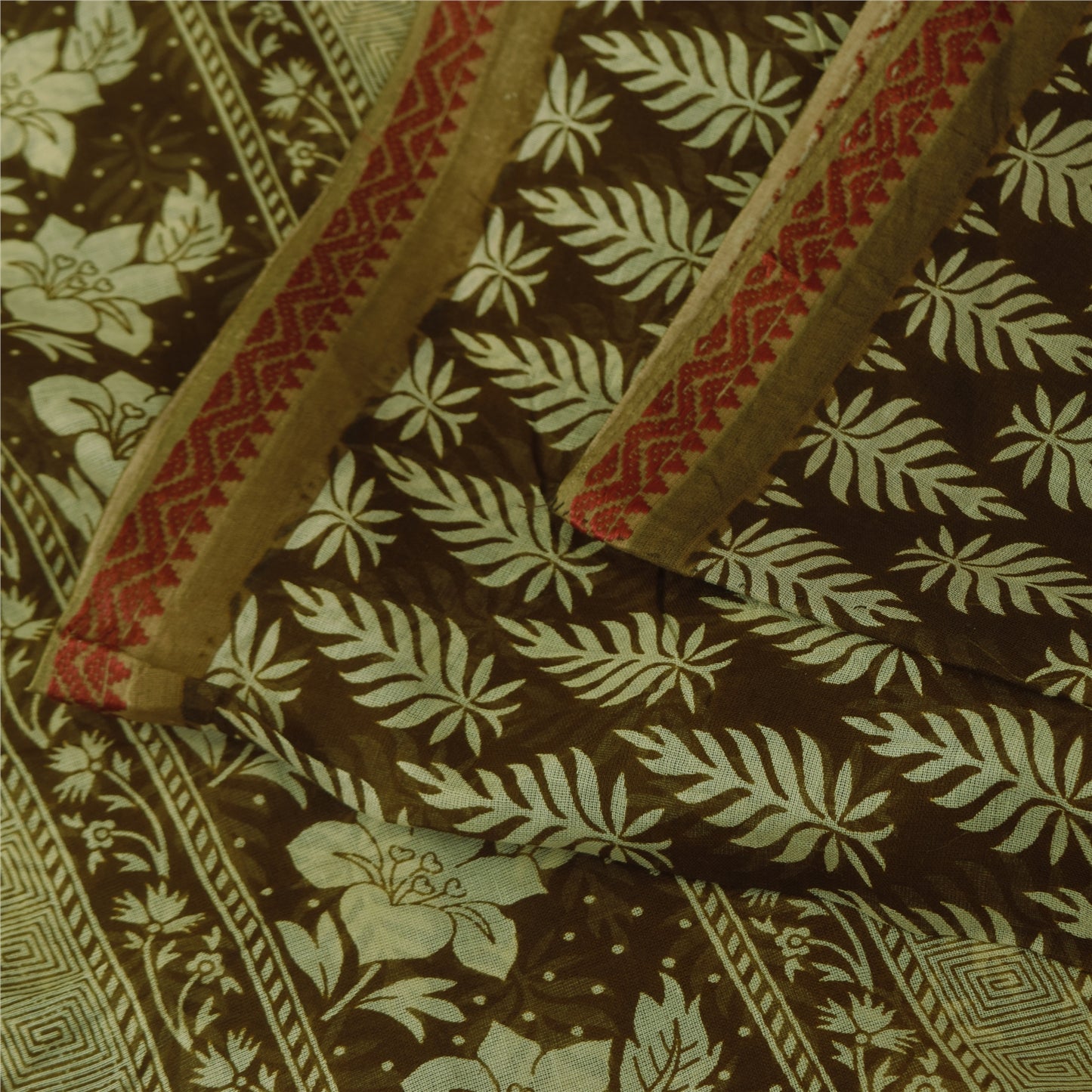 Sanskriti Vintage Sarier Indisk Grøn Ren Bomuld Trykt Sari 5+ yard Håndværk Bæredygtigt Stoff