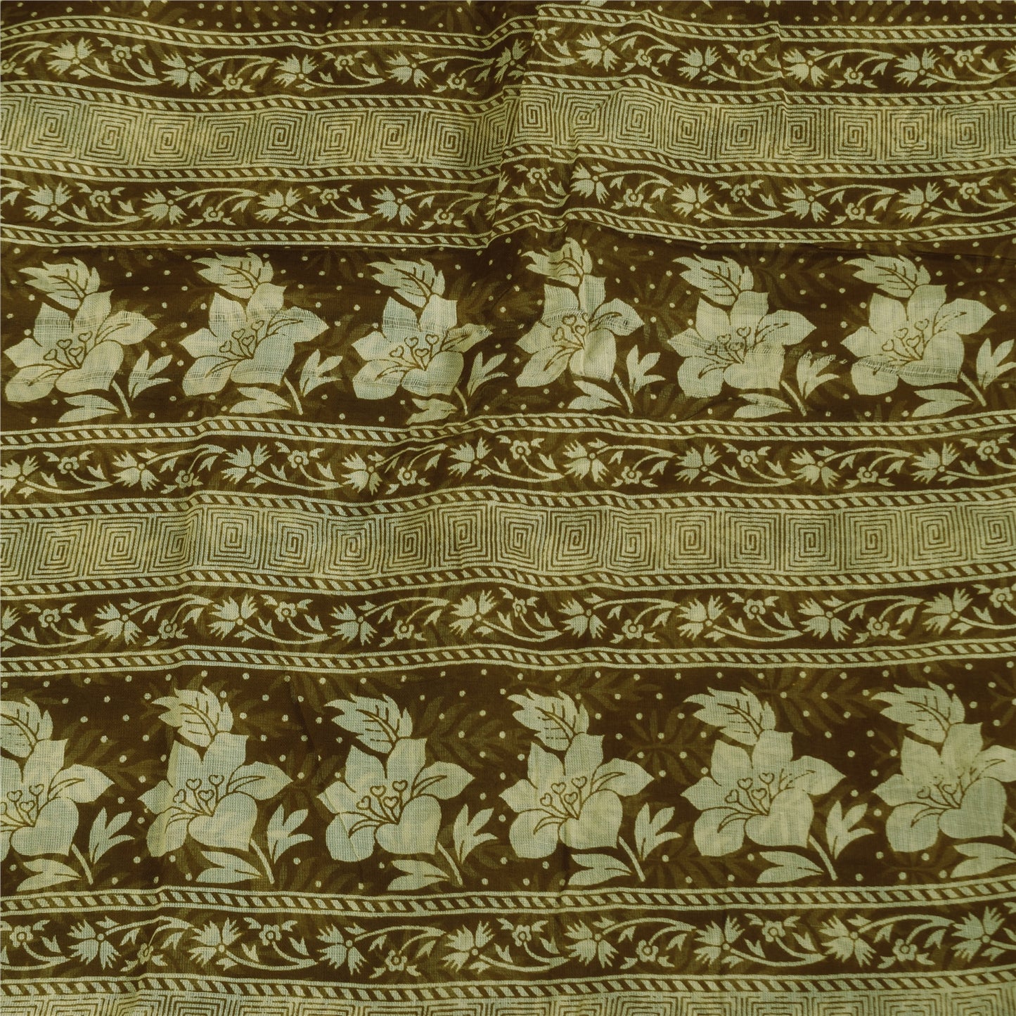 Sanskriti Vintage Sarier Indisk Grøn Ren Bomuld Trykt Sari 5+ yard Håndværk Bæredygtigt Stoff