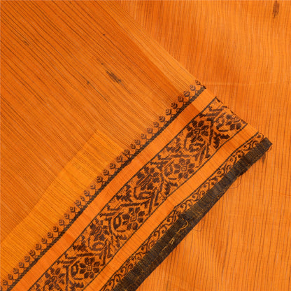 Sanskriti Vintage Sarees Orange Indian Pure Cotton Woven Sari 5+yd Craft Sustainable Fabric