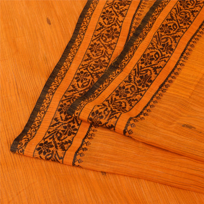 Sanskriti Vintage Sarees Orange Indian Pure Cotton Woven Sari 5+yd Craft Sustainable Fabric