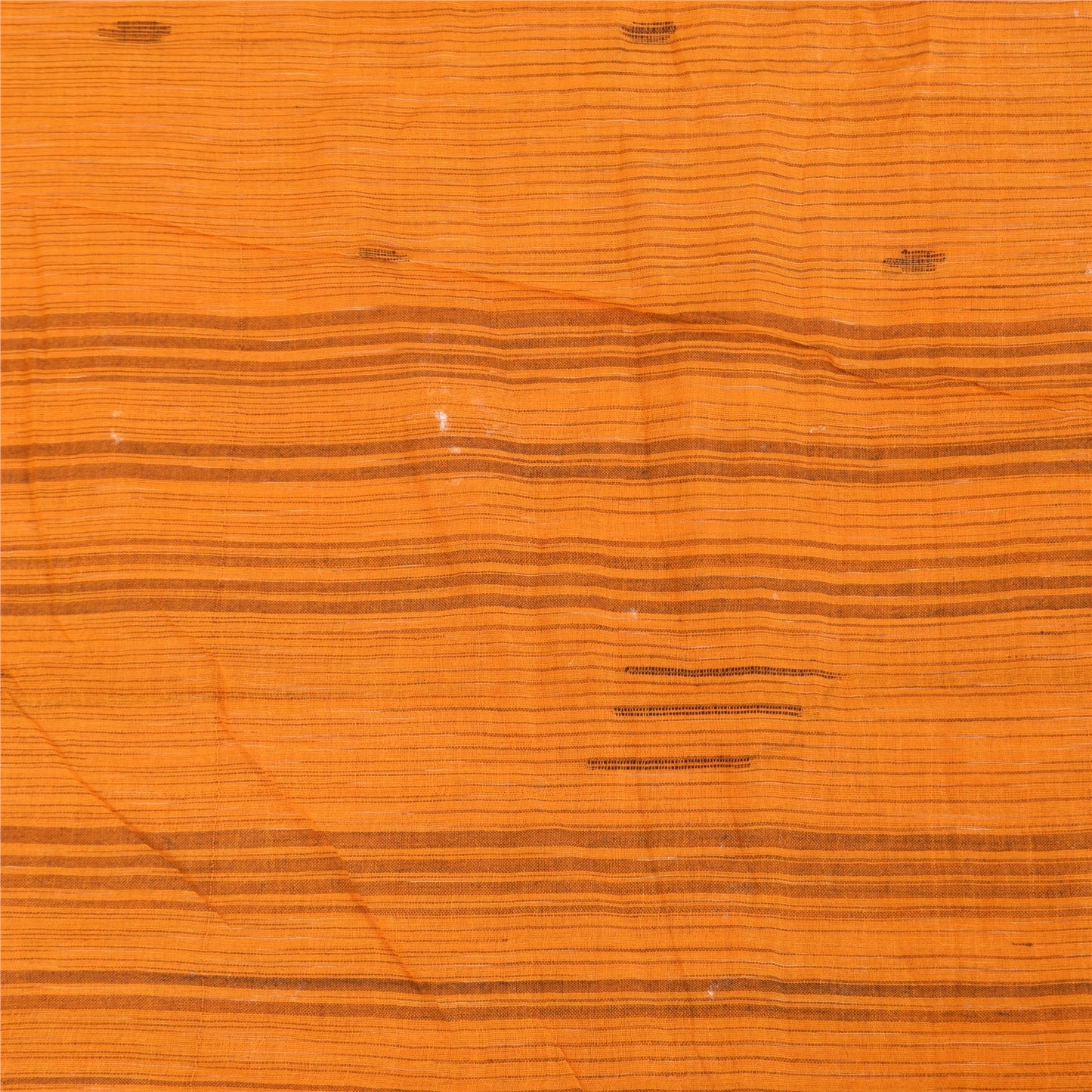 Sanskriti Vintage Sarees Orange Indian Pure Cotton Woven Sari 5+yd Craft Sustainable Fabric