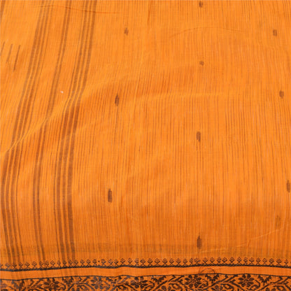 Sanskriti Vintage Sarees Orange Indian Pure Cotton Woven Sari 5+yd Craft Sustainable Fabric
