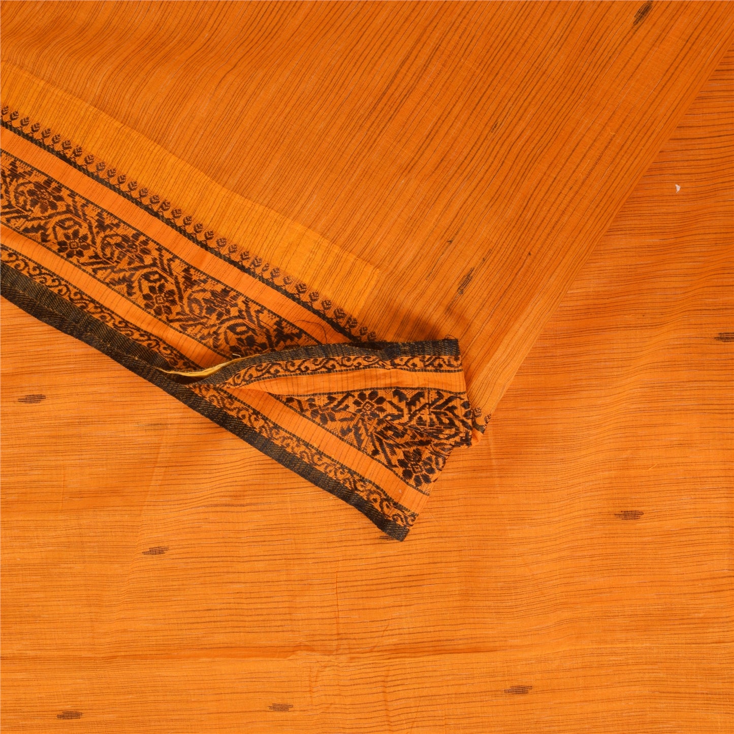 Sanskriti Vintage Sarees Orange Indian Pure Cotton Woven Sari 5+yd Craft Sustainable Fabric