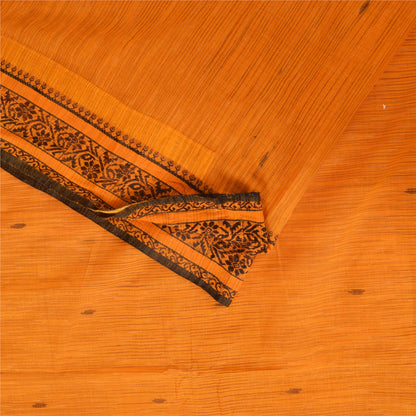 Sanskriti Vintage Sarees Orange Indian Pure Cotton Woven Sari 5+yd Craft Sustainable Fabric