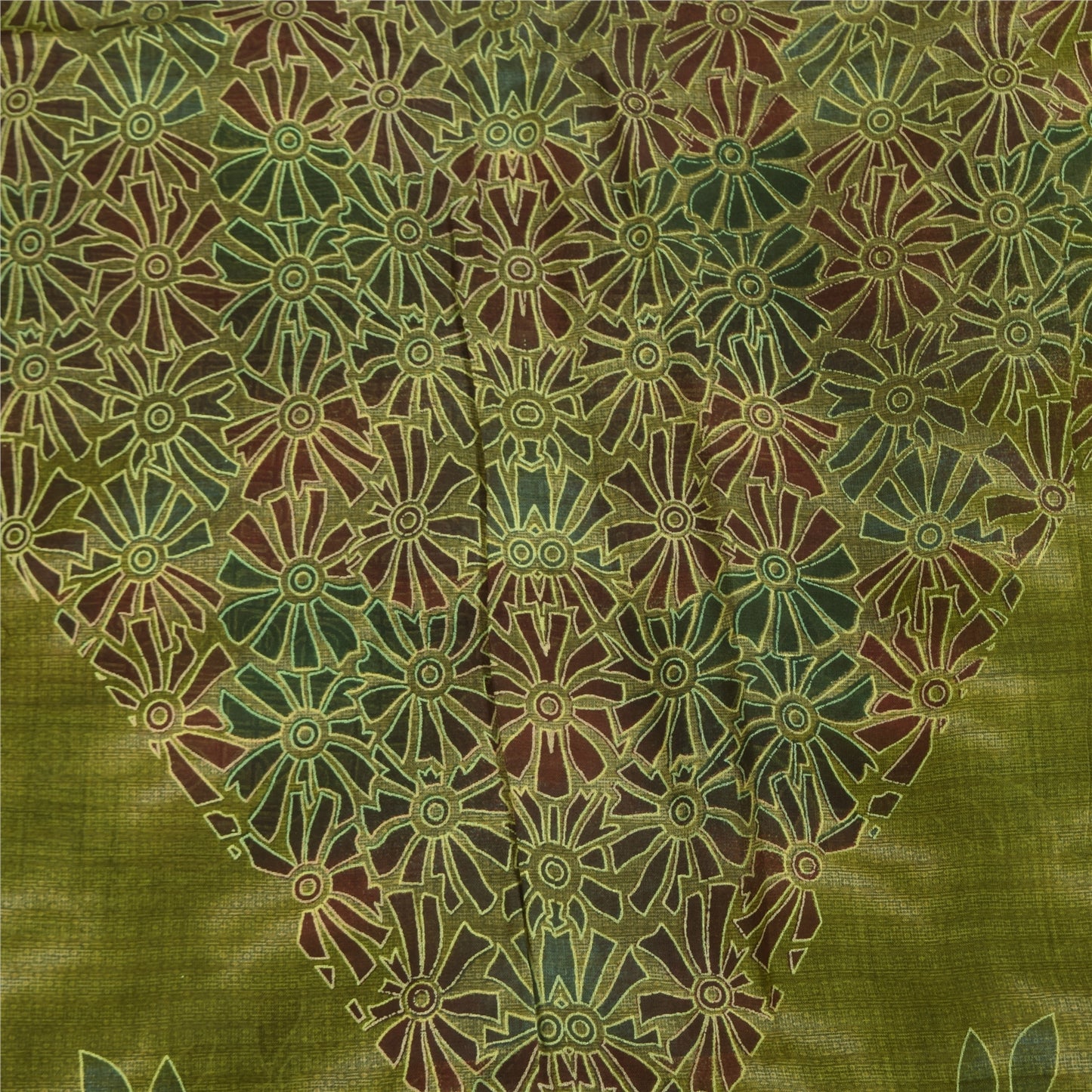 Санскритские винтажные сари индийское зеленое чистое хлопковое сари с принтом 5+ ярдов ткань для рукоделия из экологически чистой ткани