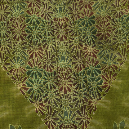 Санскритские винтажные сари индийское зеленое чистое хлопковое сари с принтом 5+ ярдов ткань для рукоделия из экологически чистой ткани