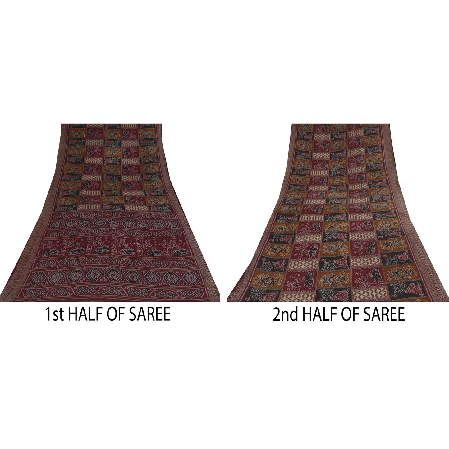 Sanskriti Vintage Sarees Pure Cotton Women/Bird Printed Sari 5+yd Craft Sustainable Fabric