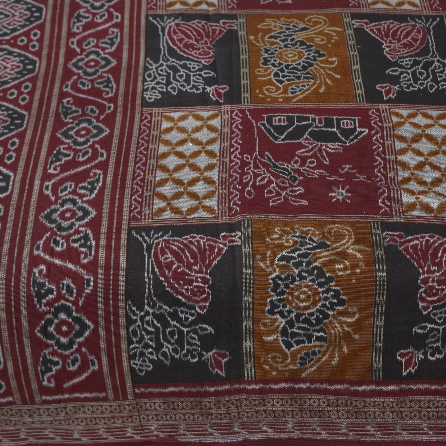 Sanskriti Vintage Sarees Pure Cotton Women/Bird Printed Sari 5+yd Craft Sustainable Fabric