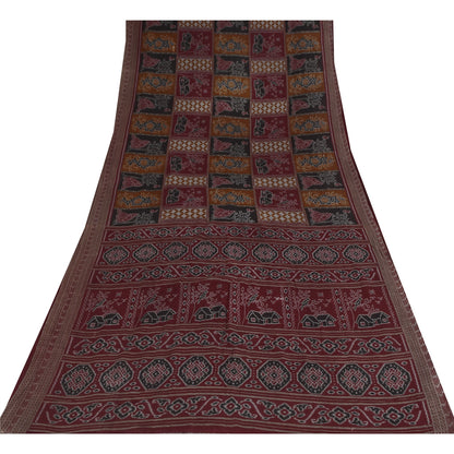 Sanskriti Vintage Sarees Pure Cotton Women/Bird Printed Sari 5+yd Craft Sustainable Fabric