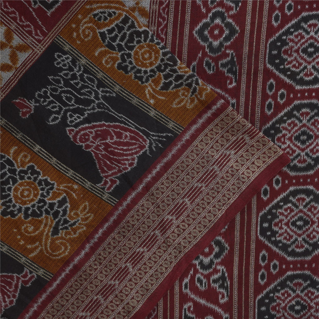 Sanskriti Vintage Sarees Pure Cotton Women/Bird Printed Sari 5+yd Craft Sustainable Fabric