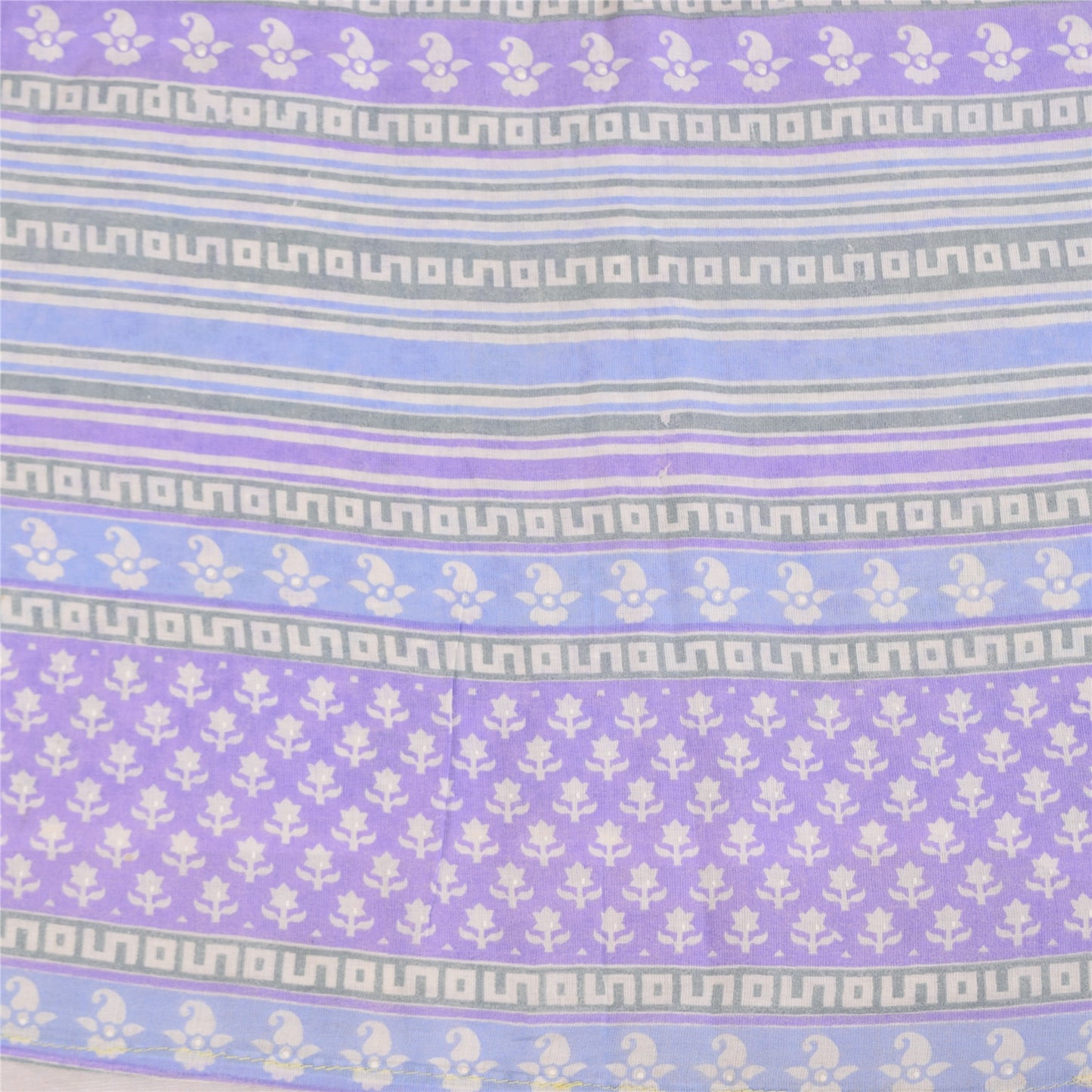 Sanskriti Vintage Sarees Indian White Pure Cotton Printed Sari 5+yd Craft Sustainable Fabric