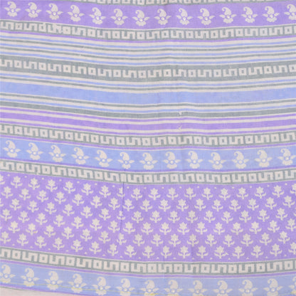 Sanskriti Vintage Sarees Indian White Pure Cotton Printed Sari 5+yd Craft Sustainable Fabric