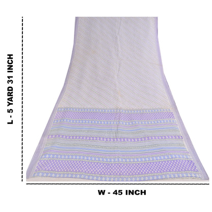 Sanskriti Vintage Sarees Indian White Pure Cotton Printed Sari 5+yd Craft Sustainable Fabric