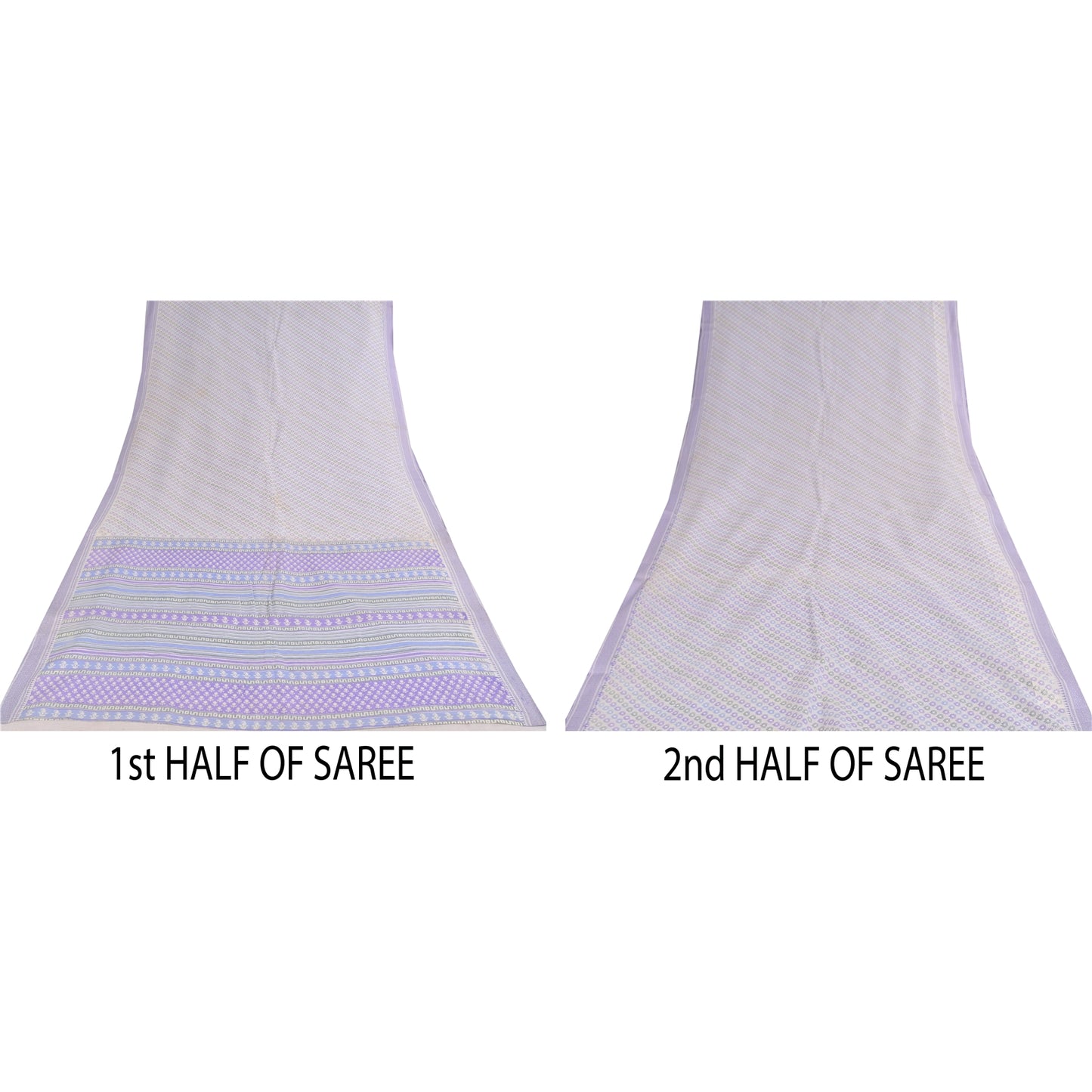 Sanskriti Vintage Sarees Indian White Pure Cotton Printed Sari 5+yd Craft Sustainable Fabric