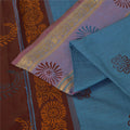 Sanskriti Vintage Sarees Blue Hand BlockPrint Pure Cotton Sari 5+yd Craft Sustainable Fabric