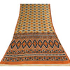 Sanskriti Vintage Sarees Indian Pure Cotton Ikat Printed Sari 5+yd Craft Sustainable Fabric