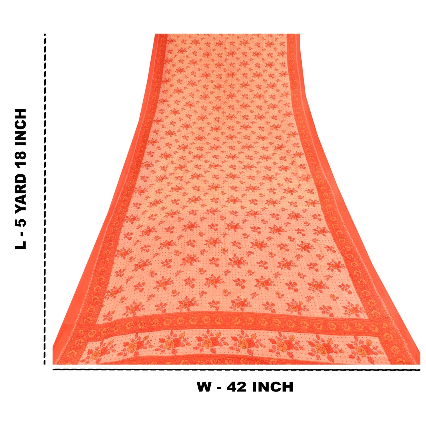 Sanskriti Vintage Sarees Peach 100% Pure Cotton Printed Sari 5+yd Craft Sustainable Fabric