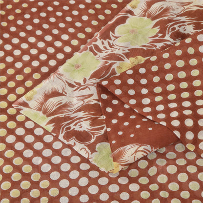 Санскритские винтажные сари индийское коричневое чистое хлопковое сари с принтом 5+ ярдов ремесленная устойчивая ткань