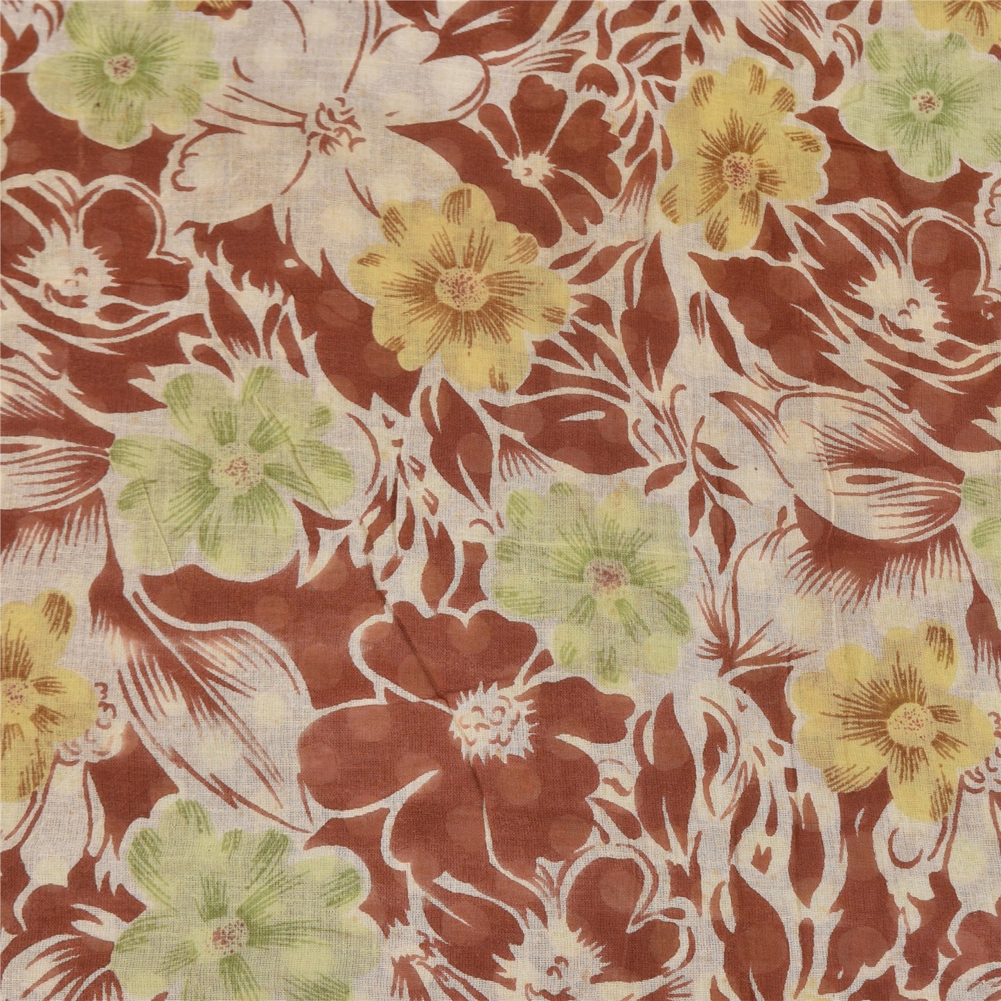 Санскритские винтажные сари индийское коричневое чистое хлопковое сари с принтом 5+ ярдов ремесленная устойчивая ткань