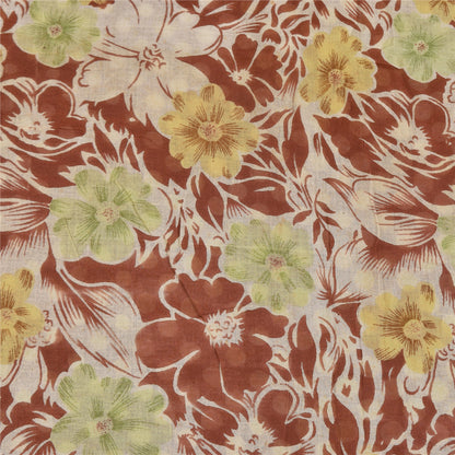 Санскритские винтажные сари индийское коричневое чистое хлопковое сари с принтом 5+ ярдов ремесленная устойчивая ткань