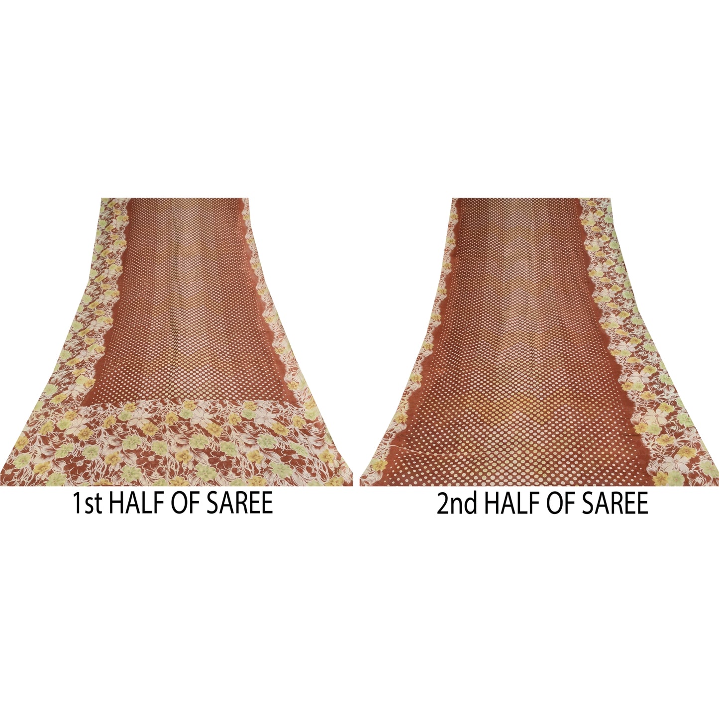 Санскритские винтажные сари индийское коричневое чистое хлопковое сари с принтом 5+ ярдов ремесленная устойчивая ткань