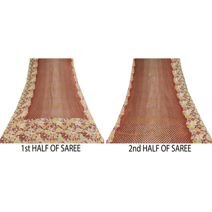 Санскритские винтажные сари индийское коричневое чистое хлопковое сари с принтом 5+ ярдов ремесленная устойчивая ткань