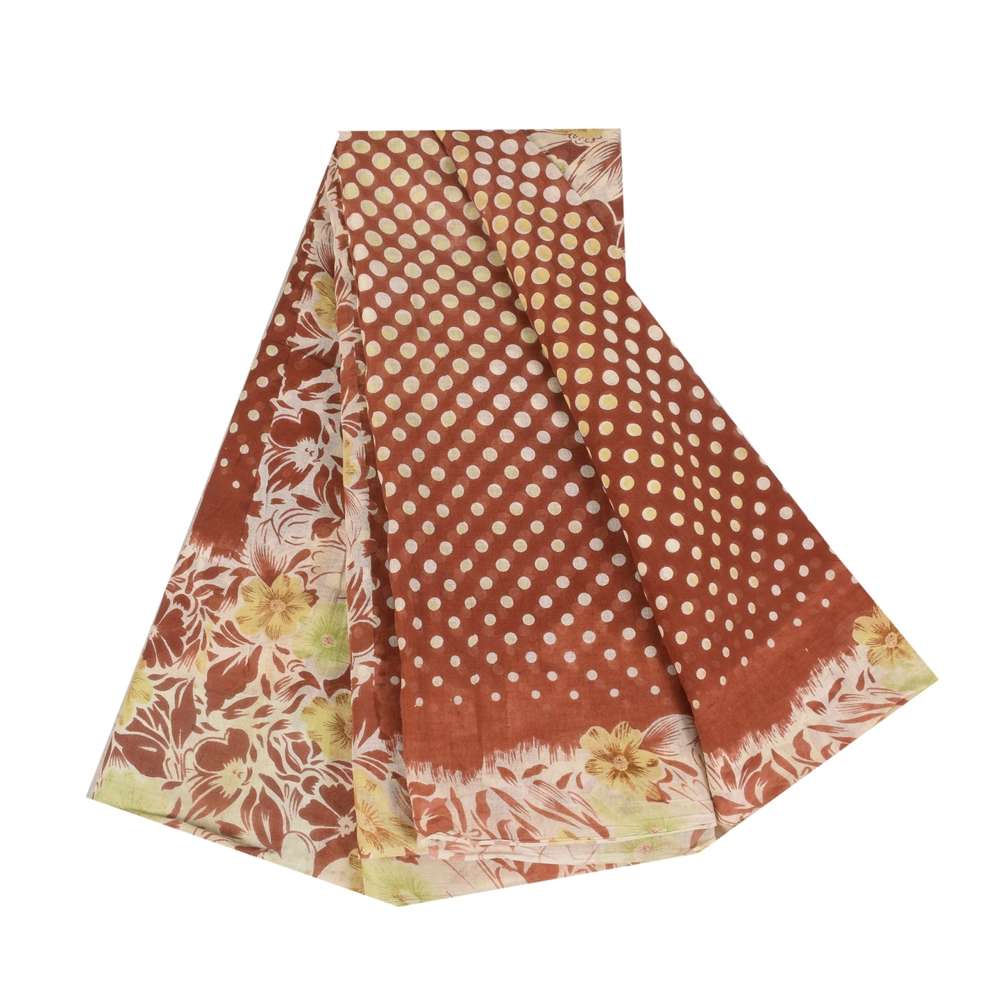 Санскритские винтажные сари индийское коричневое чистое хлопковое сари с принтом 5+ ярдов ремесленная устойчивая ткань