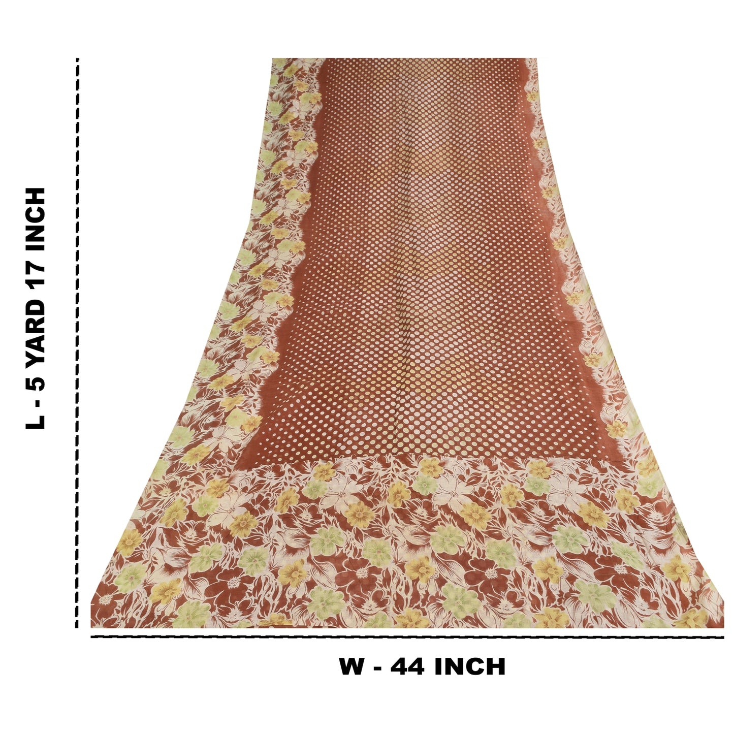 Санскритские винтажные сари индийское коричневое чистое хлопковое сари с принтом 5+ ярдов ремесленная устойчивая ткань