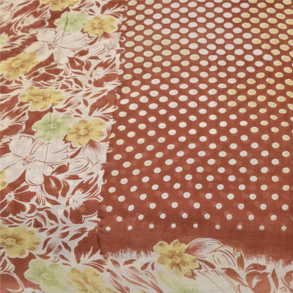 Санскритские винтажные сари индийское коричневое чистое хлопковое сари с принтом 5+ ярдов ремесленная устойчивая ткань