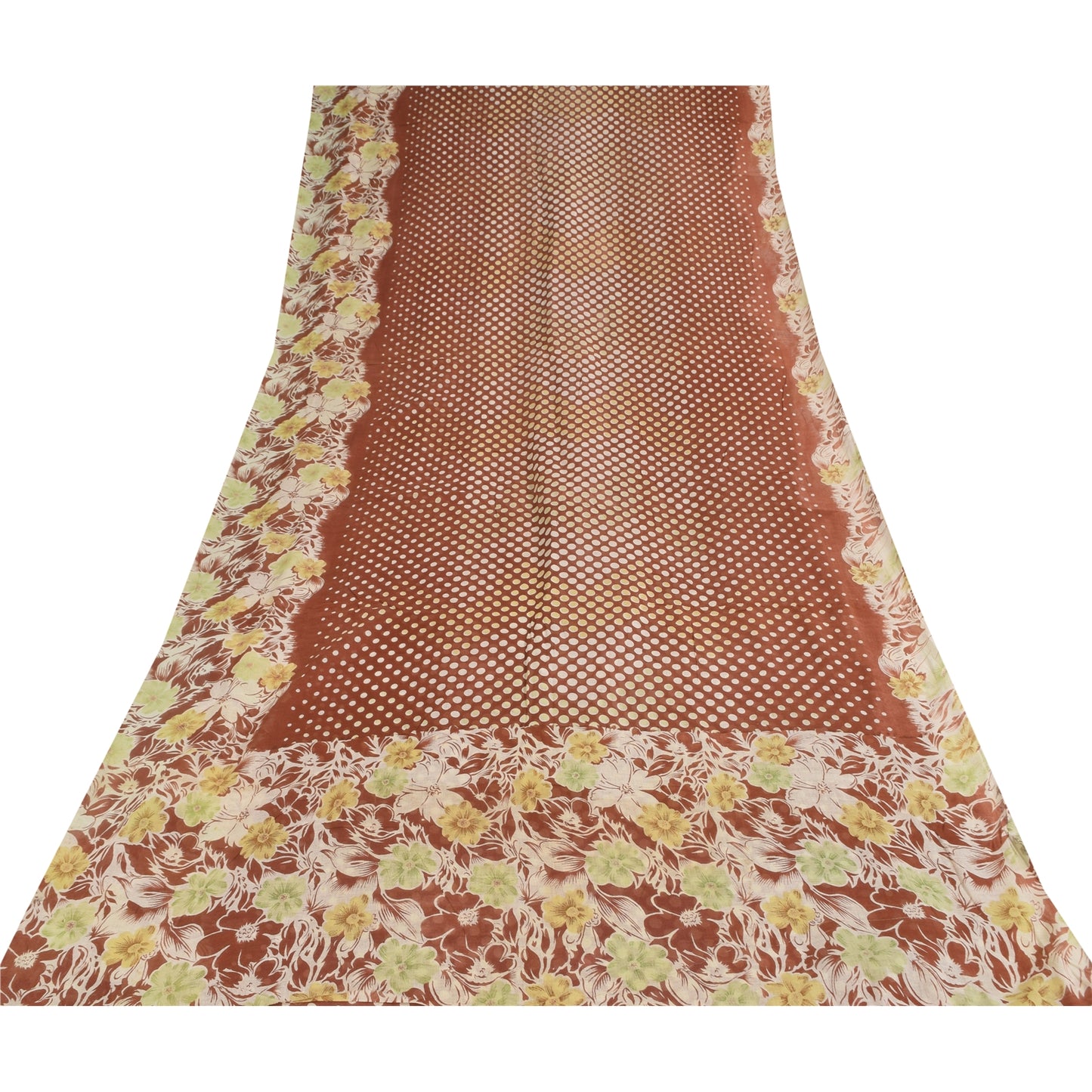 Санскритские винтажные сари индийское коричневое чистое хлопковое сари с принтом 5+ ярдов ремесленная устойчивая ткань