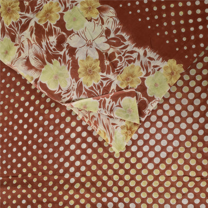 Санскритские винтажные сари индийское коричневое чистое хлопковое сари с принтом 5+ ярдов ремесленная устойчивая ткань