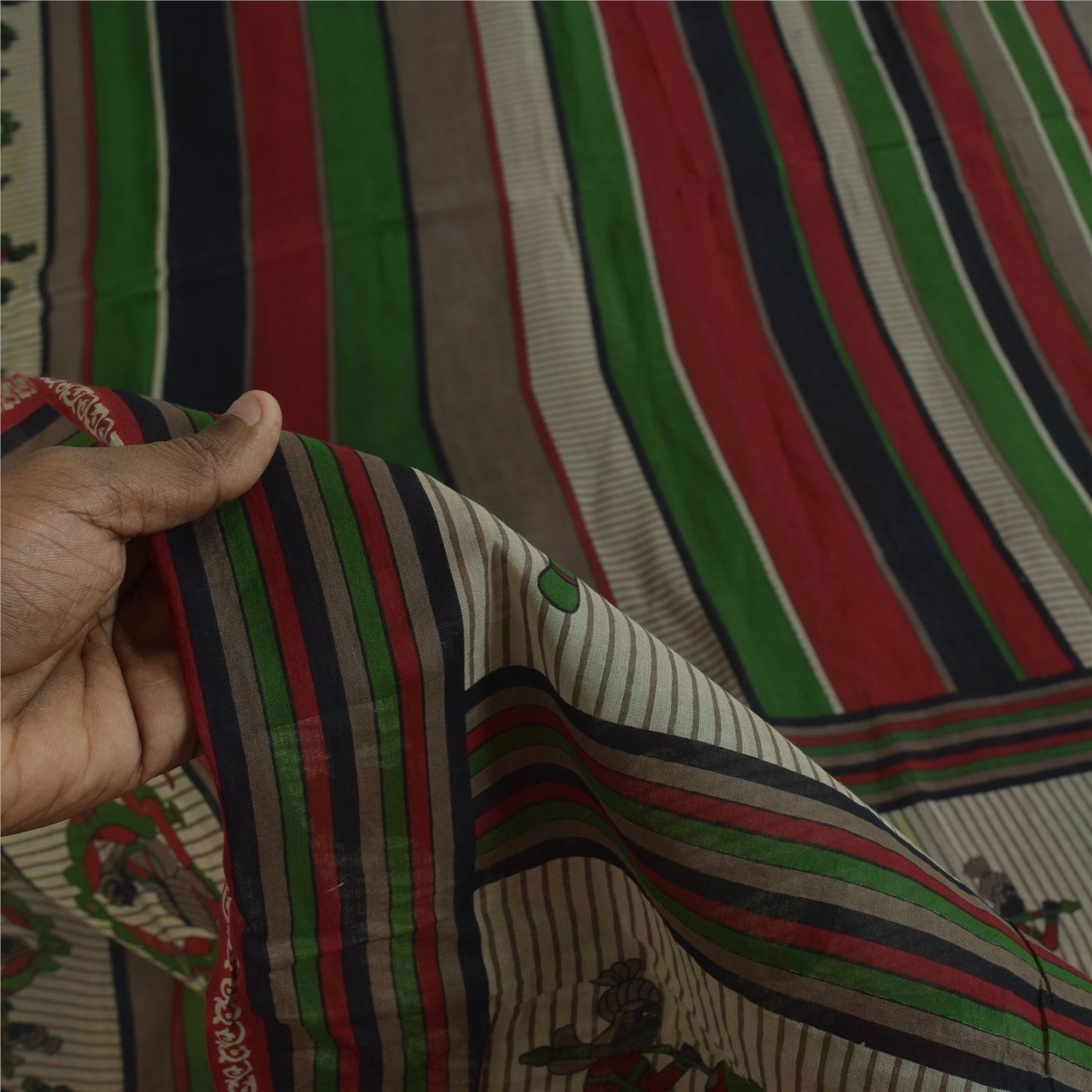 Санскритские винтажные сари из чистого хлопка Palan Queen Printed Sari 5+ ярдов Craft Sustainable Fabric